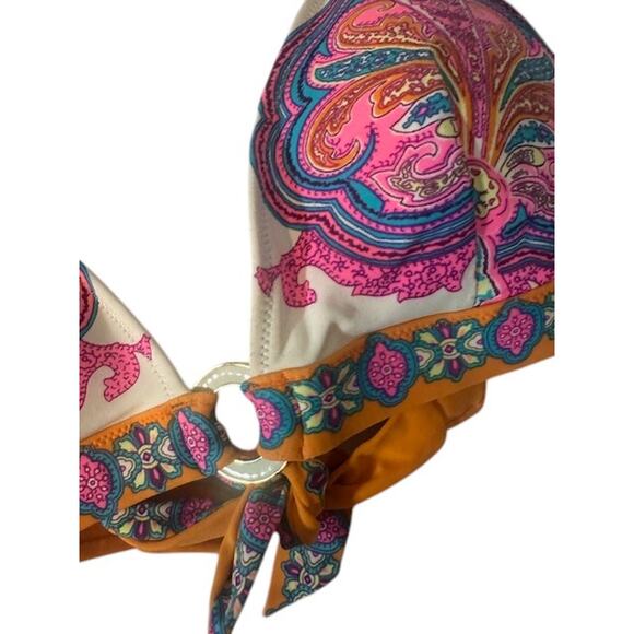Victoria's Secret White Multi Color Paisley String Bikini Top Women Sz M - Picture 4 of 6